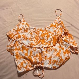 Boho Orange Blouse Crop Top